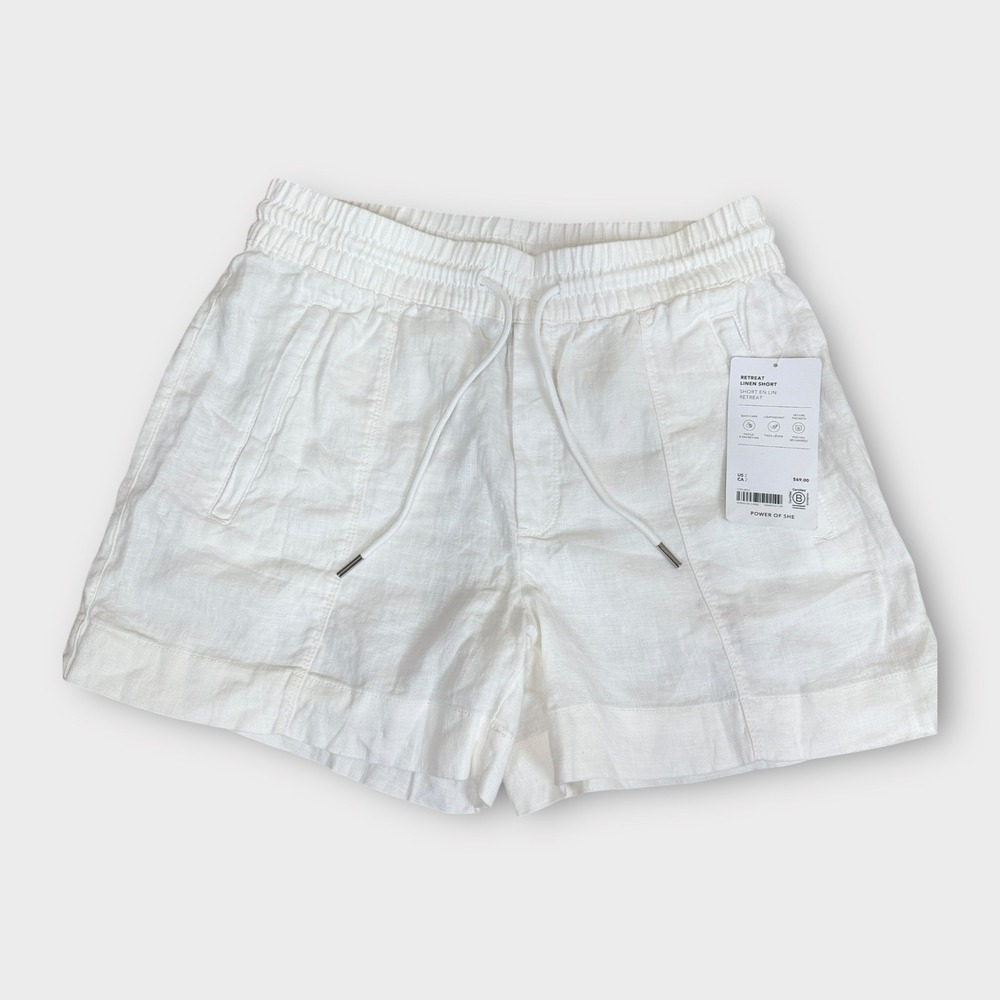 Athleta NWT Retreat Linen Shorts White Drawstring Elastic‎ Waist Size 2 Fit 4/6